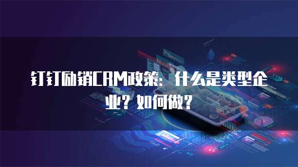 钉钉励销CRM政策:什么是类型企业?如何做?