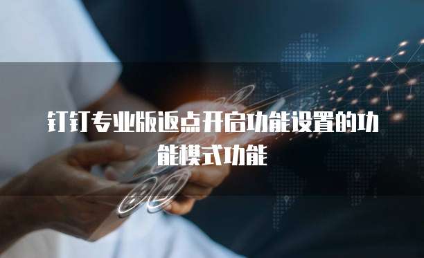 钉钉专业版返点开启功能设置的功能模式功能