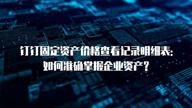 钉钉固定资产价格查看记录明细表:如何准确掌握企业资产?