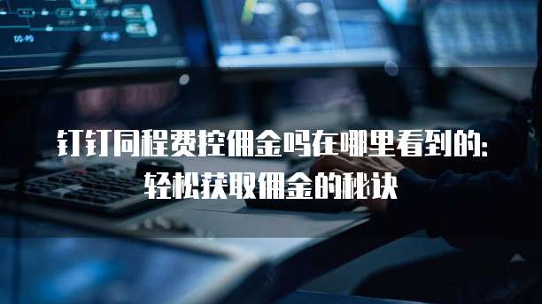 钉钉同程费控佣金吗在哪里看到的:轻松获取佣金的秘诀