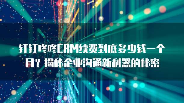 钉钉咚咚CRM续费到底多少钱一个月?揭秘企业沟通新利器的秘密