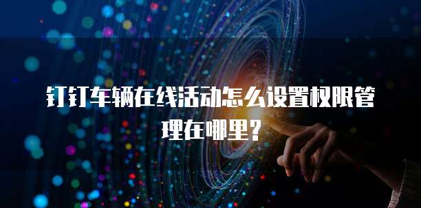 钉钉车辆在线活动怎么设置权限管理在哪里?