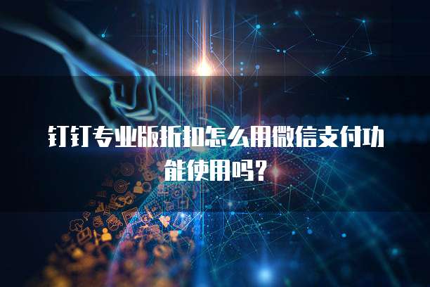 钉钉专业版折扣怎么用微信支付功能使用吗?