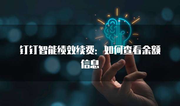 钉钉智能绩效续费:如何查看余额信息
