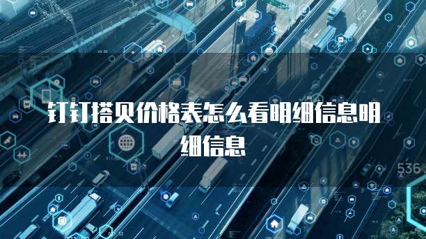 钉钉搭贝价格表怎么看明细信息明细信息