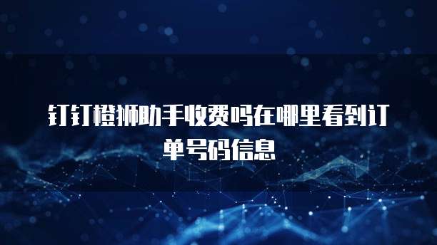 钉钉橙狮助手收费吗在哪里看到订单号码信息
