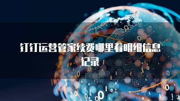 钉钉运营管家续费哪里看明细信息记录