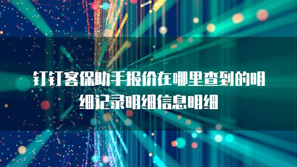 钉钉客保助手报价在哪里查到的明细记录明细信息明细
