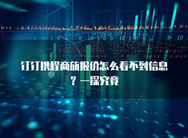 钉钉携程商旅报价怎么看不到信息?一探究竟