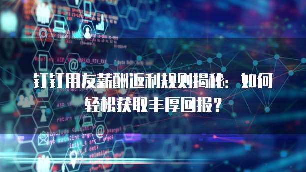 钉钉用友薪酬返利规则揭秘:如何轻松获取丰厚回报?