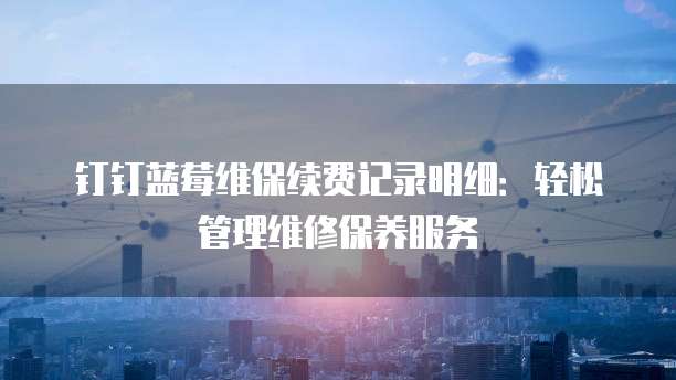钉钉蓝莓维保续费记录明细:轻松管理维修保养服务