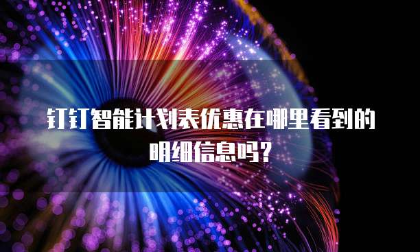 钉钉智能计划表优惠在哪里看到的明细信息吗?