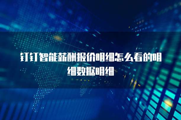 钉钉智能薪酬报价明细怎么看的明细数据明细