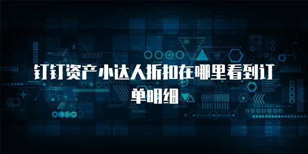 钉钉资产小达人折扣在哪里看到订单明细