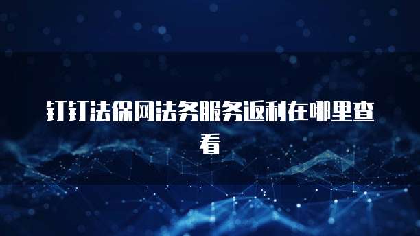 钉钉法保网法务服务返利在哪里查看