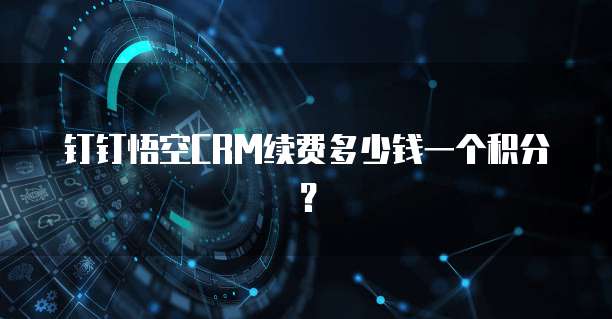 钉钉悟空CRM续费多少钱一个积分?