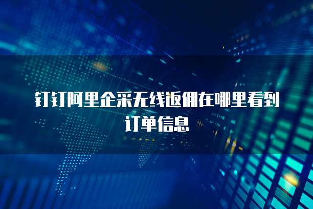 钉钉阿里企采无线返佣在哪里看到订单信息