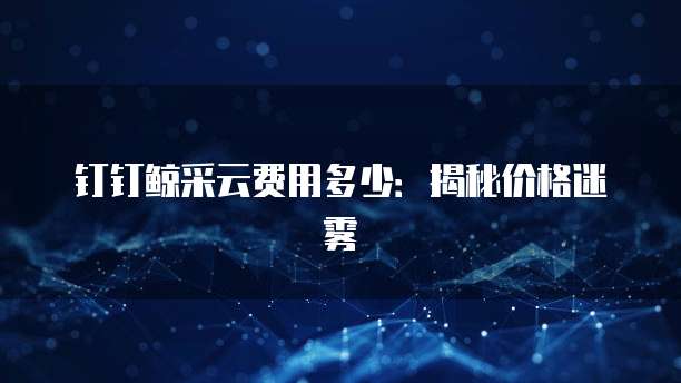 钉钉鲸采云费用多少：揭秘价格迷雾