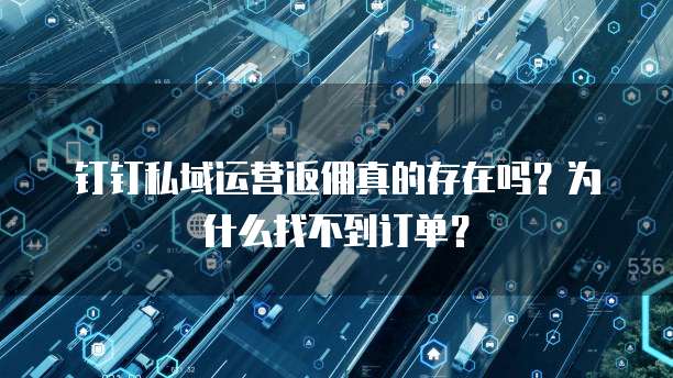 钉钉私域运营返佣真的存在吗？为什么找不到订单？