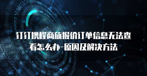 钉钉携程商旅报价订单信息无法查看怎么办-原因及解决方法