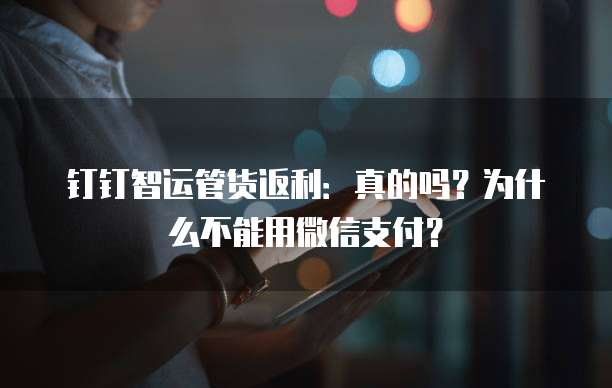 钉钉智运管货返利:真的吗?为什么不能用微信支付?