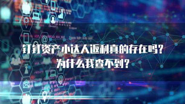 钉钉资产小达人返利真的存在吗?为什么我查不到?