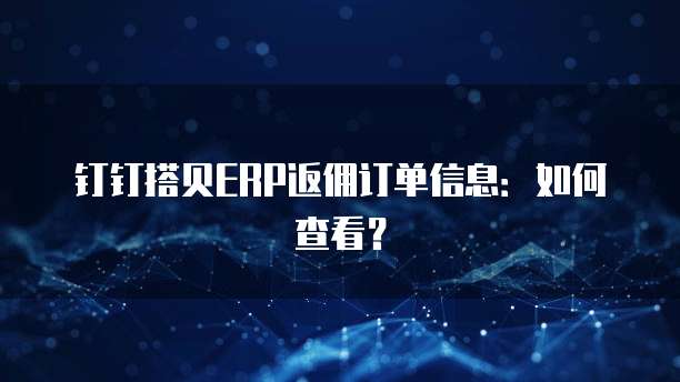 钉钉搭贝ERP返佣订单信息：如何查看？