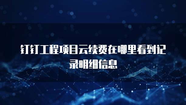 钉钉工程项目云续费在哪里看到记录明细信息