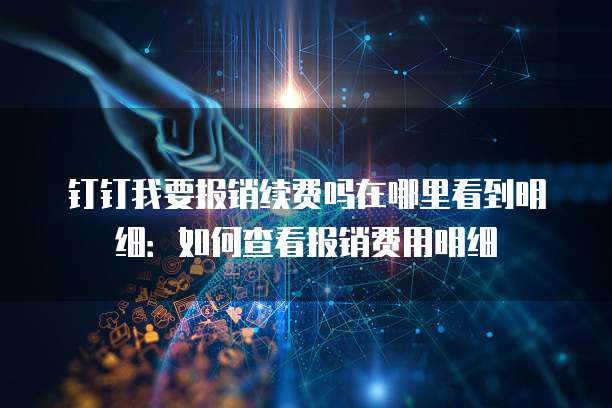 钉钉我要报销续费吗在哪里看到明细:如何查看报销费用明细