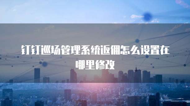 钉钉巡场管理系统返佣怎么设置在哪里修改