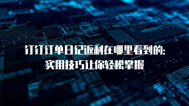钉钉订单日记返利在哪里看到的:实用技巧让你轻松掌握