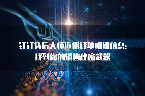 钉钉售后大师返佣订单明细信息:找到你的销售秘密武器