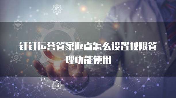 钉钉运营管家返点怎么设置权限管理功能使用