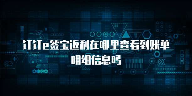钉钉e签宝返利在哪里查看到账单明细信息吗