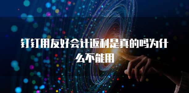 钉钉用友好会计返利是真的吗为什么不能用