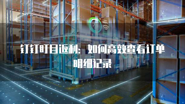 钉钉盯目返利:如何高效查看订单明细记录