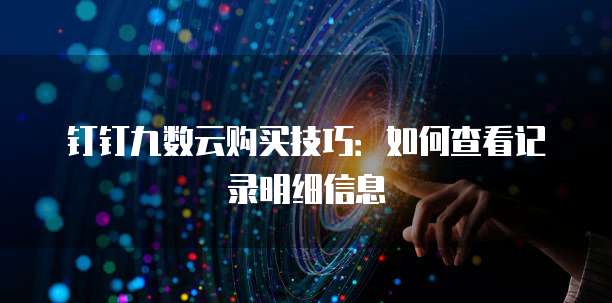 钉钉九数云购买技巧:如何查看记录明细信息