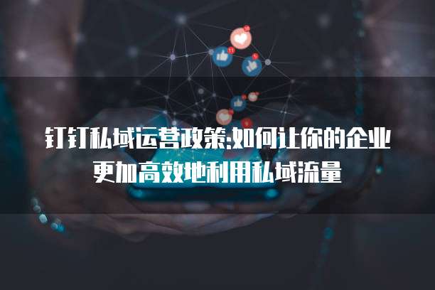 钉钉私域运营政策:如何让你的企业更加高效地利用私域流量