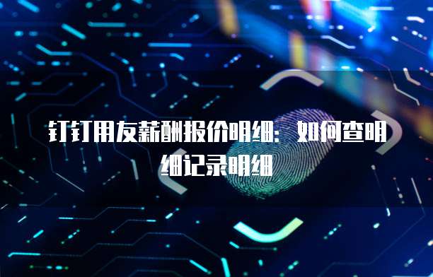 钉钉用友薪酬报价明细:如何查明细记录明细