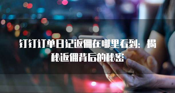 钉钉订单日记返佣在哪里看到:揭秘返佣背后的秘密