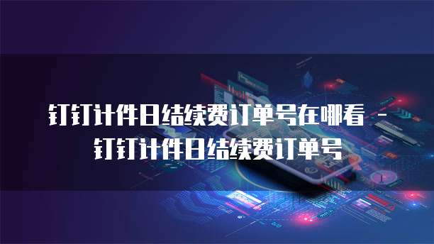 钉钉计件日结续费订单号在哪看 - 钉钉计件日结续费订单号
