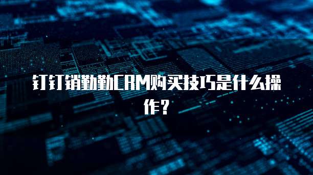 钉钉销勤勤CRM购买技巧是什么操作?