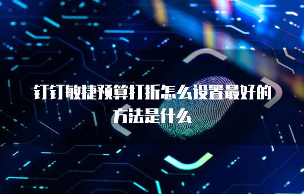 钉钉敏捷预算打折怎么设置最好的方法是什么
