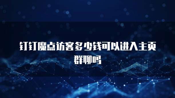 钉钉魔点访客多少钱可以进入主页群聊吗
