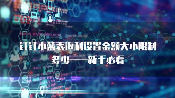 钉钉小蓝表返利设置金额大小限制多少——新手必看