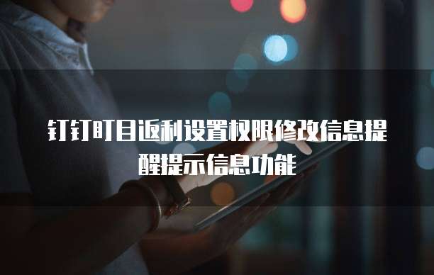 钉钉盯目返利设置权限修改信息提醒提示信息功能