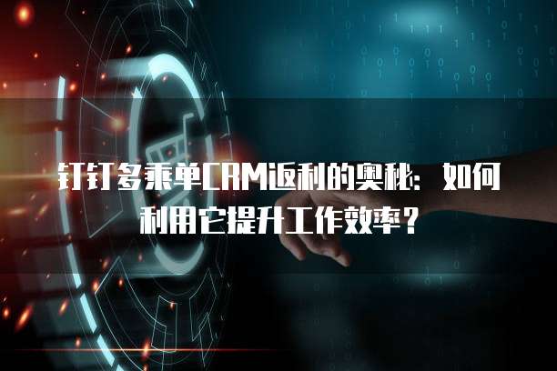 钉钉多乘单CRM返利的奥秘:如何利用它提升工作效率?