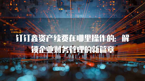 钉钉鑫资产续费在哪里操作的:解锁企业财务管理的新篇章