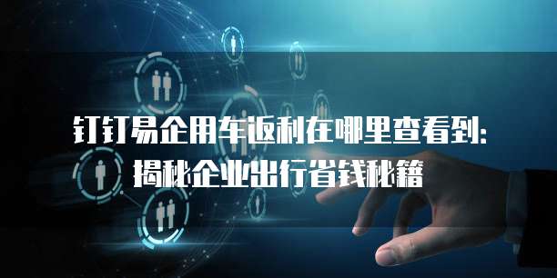 钉钉易企用车返利在哪里查看到:揭秘企业出行省钱秘籍