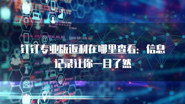 钉钉专业版返利在哪里查看:信息记录让你一目了然